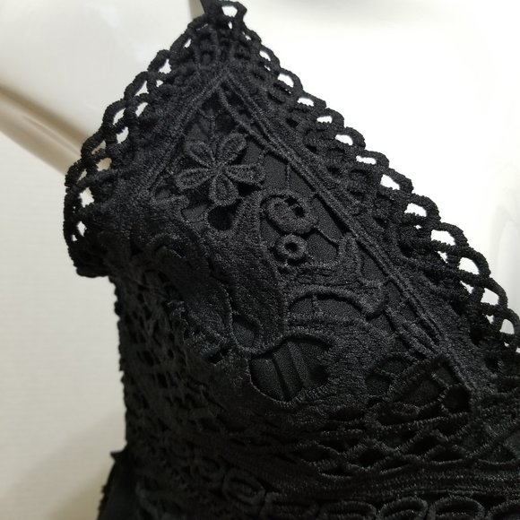 SHEIN top Large lingerie style babydoll swiss dot sheer crochet lace keyhole - Picture 5 of 14